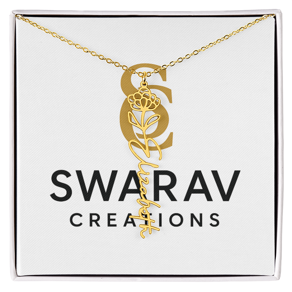 Personalized Flower Name Necklace – Elegant Custom Jewelry - Swarav Creations