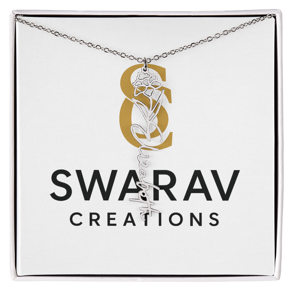 Personalized Flower Name Necklace – Elegant Custom Jewelry - Swarav Creations