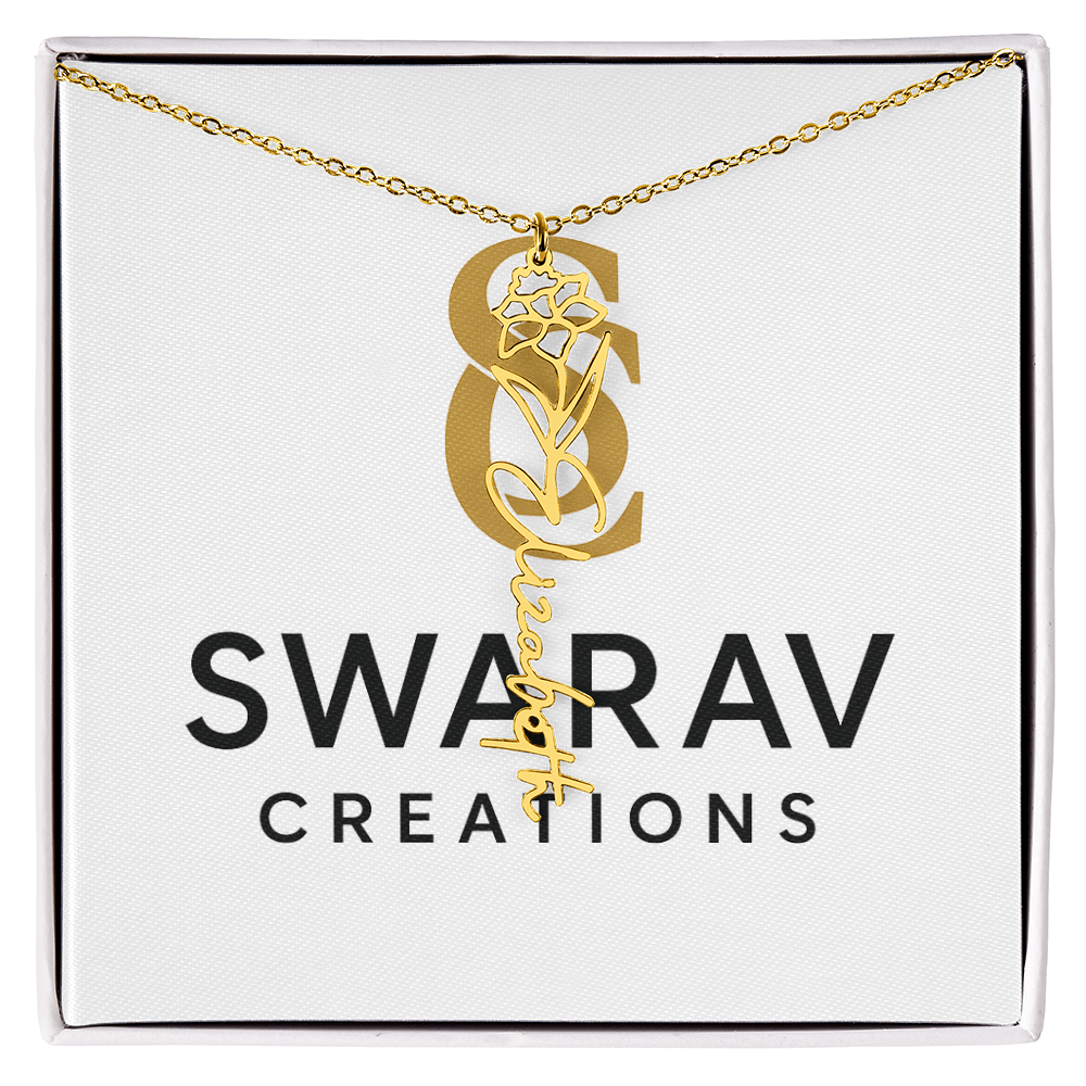 Personalized Flower Name Necklace – Elegant Custom Jewelry - Swarav Creations