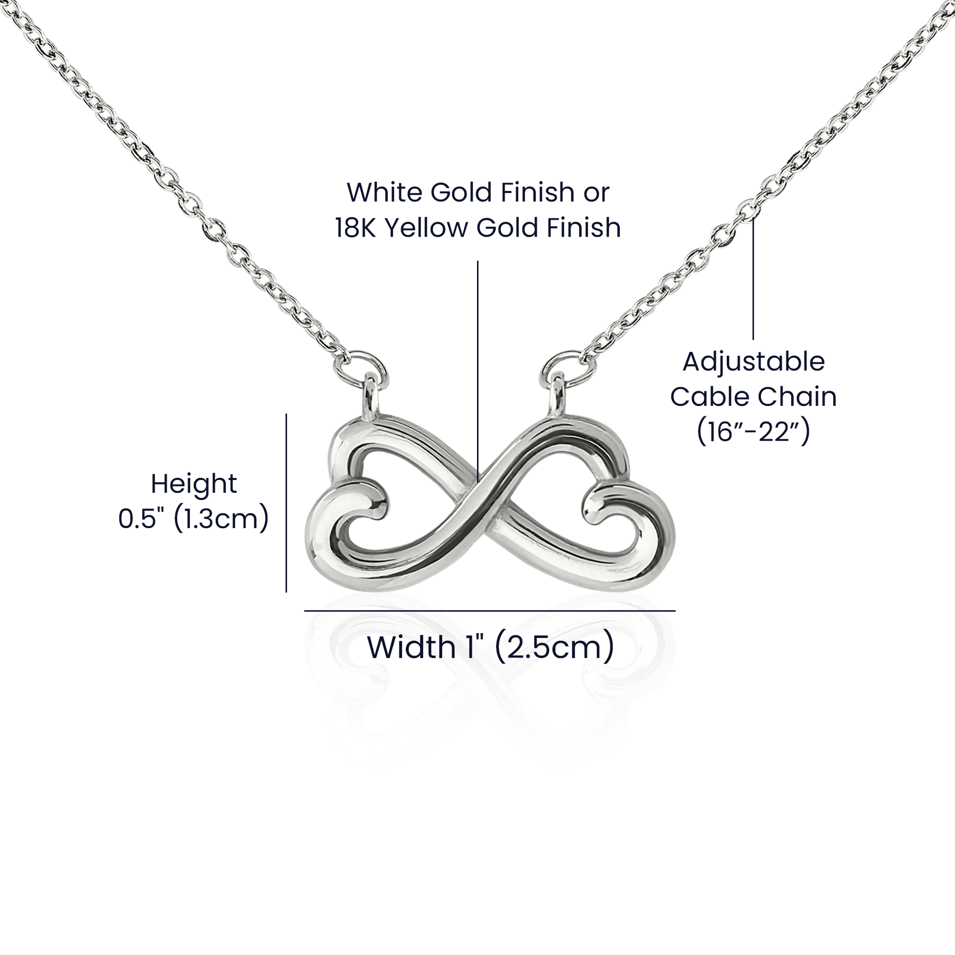 Endless Love Necklace – Timeless Heart-Infinity Pendant in 14K White Gold or 18K Yellow Gold Finish | Romantic Gift for Her by Swarav Creations - Swarav Creations