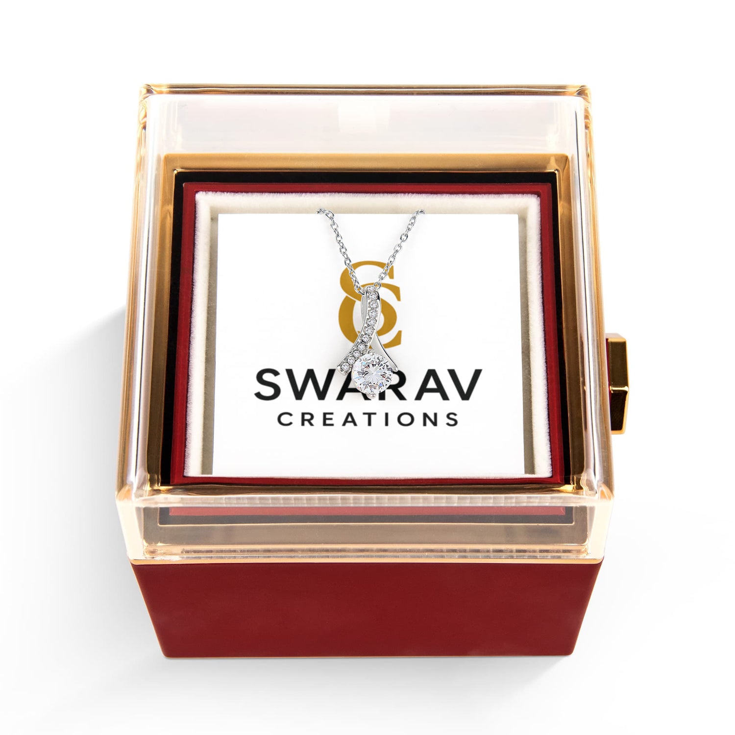 Alluring Beauty Necklace | Cubic Zirconia Gold Pendant – Swarav Creations - Swarav Creations