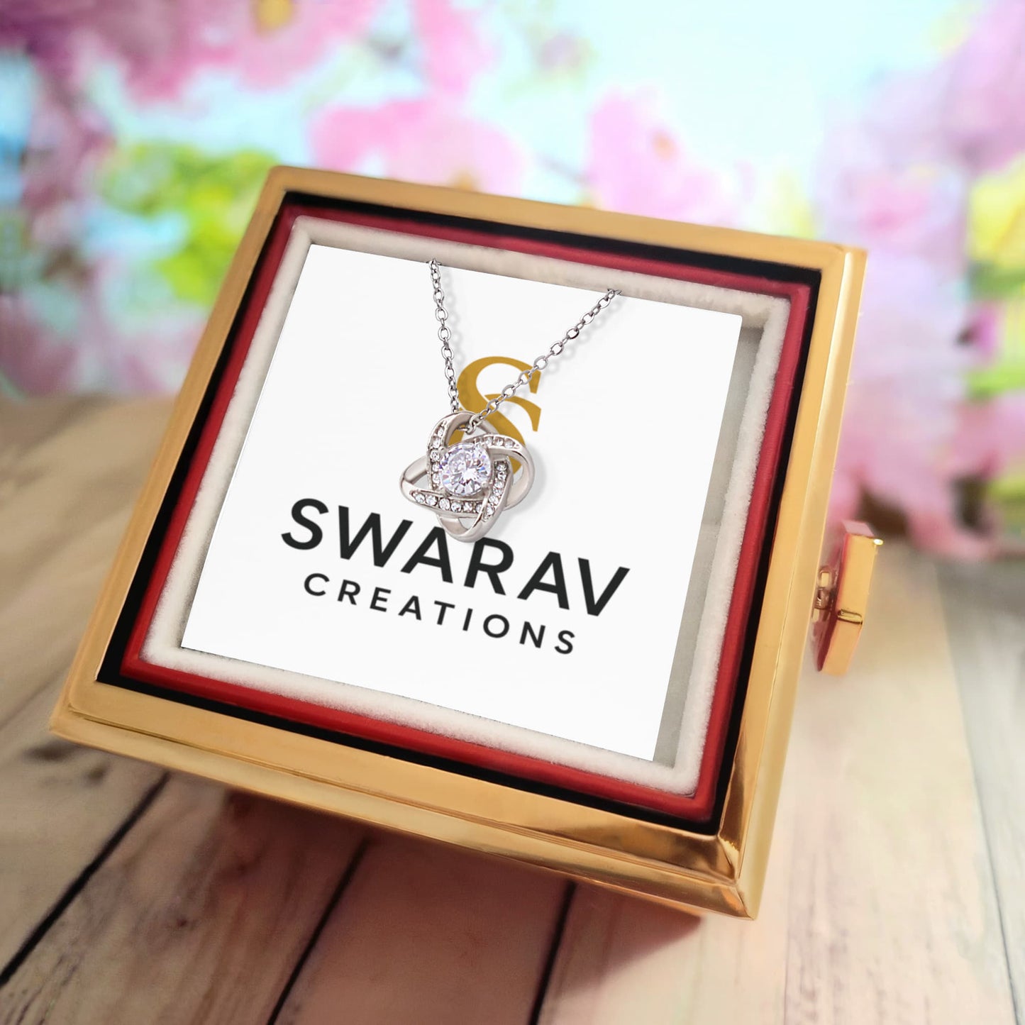 Eternal Love Knot Necklace with Preserved Rose Gift Box | Swarav Creations - Swarav Creations