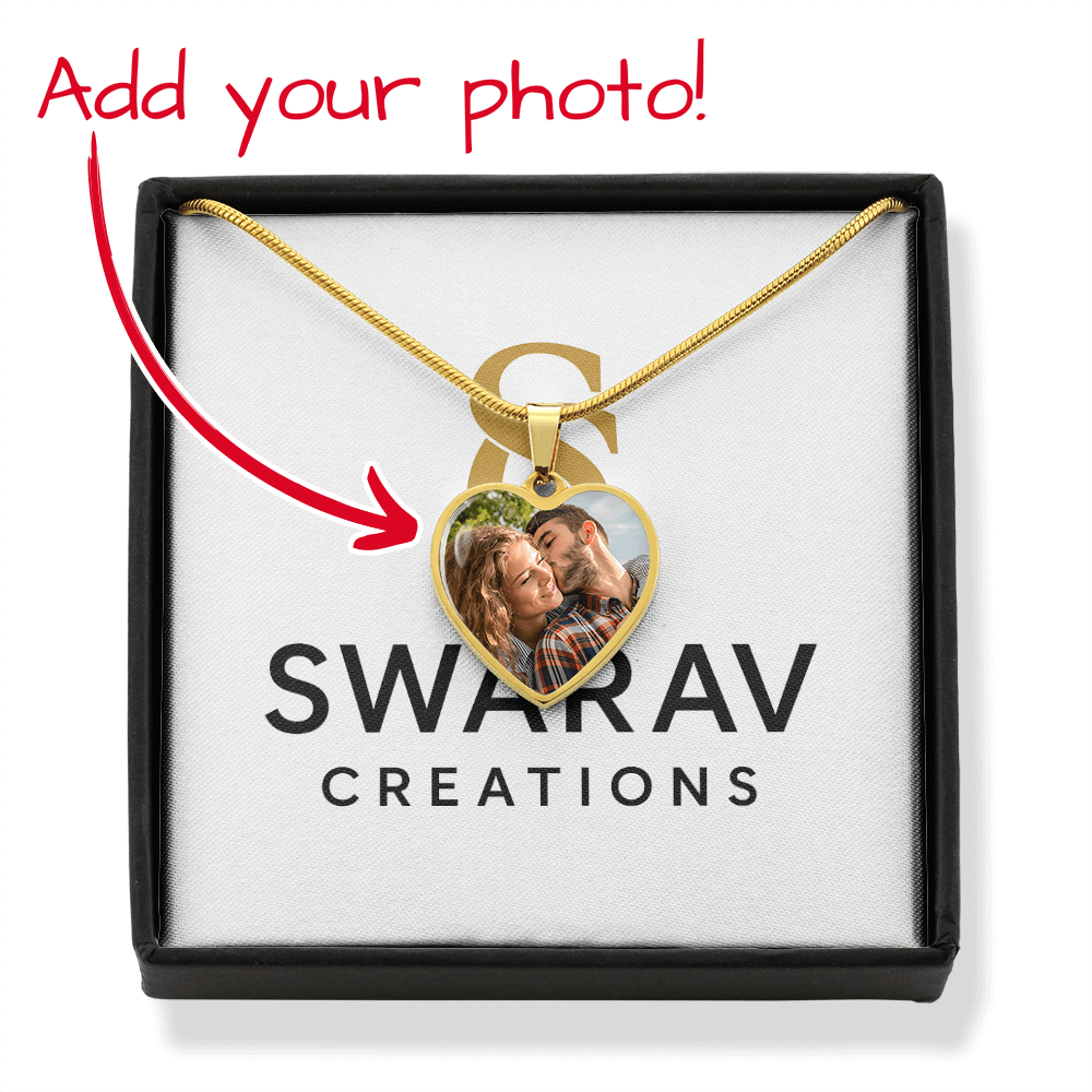 Luxury Photo Necklace – Personalized Heart Pendant in Gold or Steel | Swarav Creations - Swarav Creations